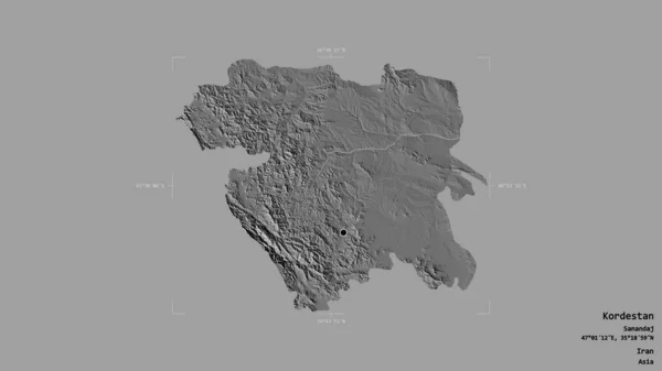 伊朗科尔代斯坦的一个地区 在一个地理参照框的坚实背景下被隔离 Bilevel高程图 3D渲染 — 图库照片