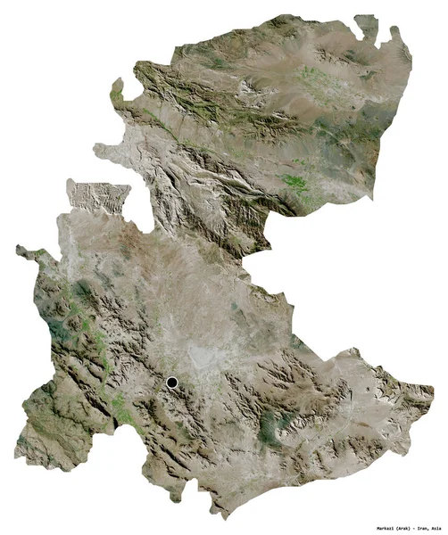 Form Markazi Provinsen Iran Med Huvudstaden Isolerad Vit Bakgrund Satellitbilder — Stockfoto