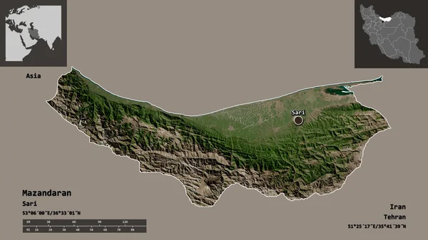 Forma Mazandaran Provincia Irán Capital Escala Distancia Vistas Previas Etiquetas — Foto de Stock