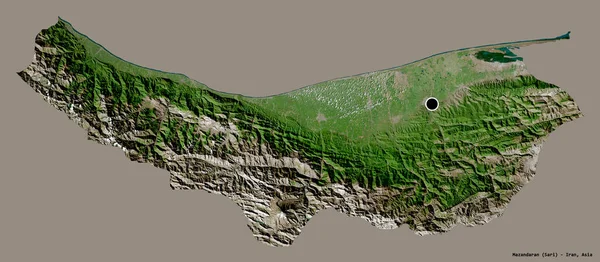 Forma Mazandaran Provincia Irán Con Capital Aislada Sobre Fondo Color —  Fotos de Stock