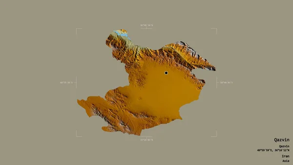 イランの州Qazvinの地域は 洗練された境界ボックス内のしっかりとした背景に隔離されています ラベル 地形図 3Dレンダリング — ストック写真