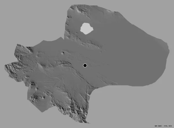 伊朗库姆的形状 其首都用纯色背景隔开 Bilevel高程图 3D渲染 — 图库照片