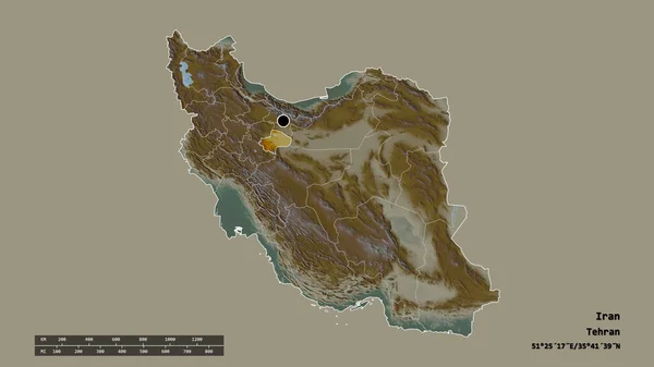 Forma Desnaturalizada Irán Con Capital División Regional Principal Zona Separada — Foto de Stock