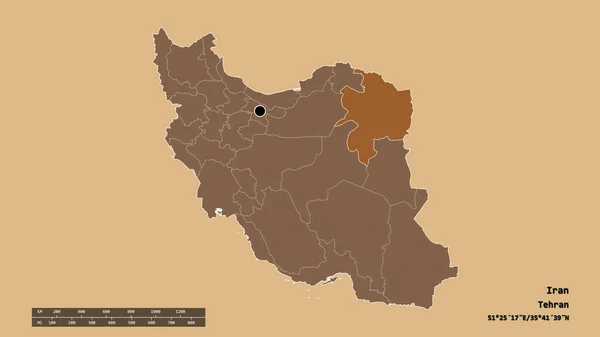 Die Ungesättigte Form Des Iran Mit Seiner Hauptstadt Der Wichtigsten — Stockfoto