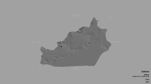 伊朗森南的一个地区 在一个地理参考的包围箱中 在坚实的背景下被隔离 Bilevel高程图 3D渲染 — 图库照片