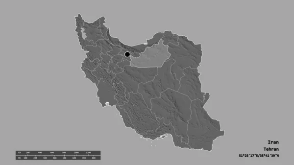 Afgebroken Vorm Van Iran Met Haar Hoofdstad Belangrijkste Regionale Divisie — Stockfoto