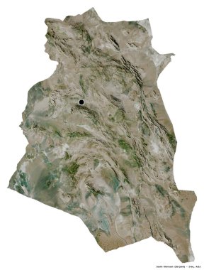 İran 'ın güney Horasan eyaleti, başkenti beyaz arka planda izole edilmiştir. Uydu görüntüleri. 3B görüntüleme