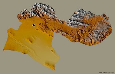 Tahran 'ın şekli, İran eyaleti, başkenti katı bir renk arkaplanı ile izole edilmiştir. Topografik yardım haritası. 3B görüntüleme