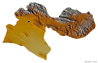 Tahran, İran eyaleti, başkenti beyaz arka planda izole edilmiş. Topografik yardım haritası. 3B görüntüleme