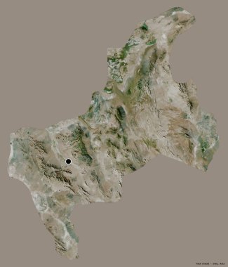 İran 'ın Yazd eyaleti, başkenti katı bir renk arkaplanı ile izole edilmiştir. Uydu görüntüleri. 3B görüntüleme