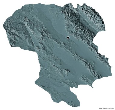 İran 'ın Zanjan eyaleti, başkenti beyaz arka planda izole edilmiştir. Renkli yükseklik haritası. 3B görüntüleme