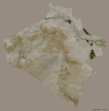 Irak 'ın başkenti Al-Anbar' ın katı renk arka planına izole edilmiş hali. Uydu görüntüleri. 3B görüntüleme