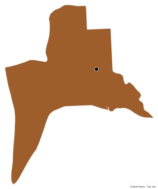 Irak 'ın başkenti Al-Basrah' ın beyaz arka planda izole edilmiş hali. Desenli dokuların bileşimi. 3B görüntüleme