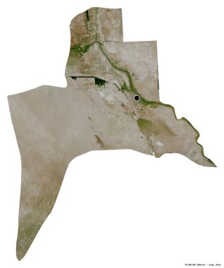 Irak 'ın başkenti Al-Basrah' ın beyaz arka planda izole edilmiş hali. Uydu görüntüleri. 3B görüntüleme