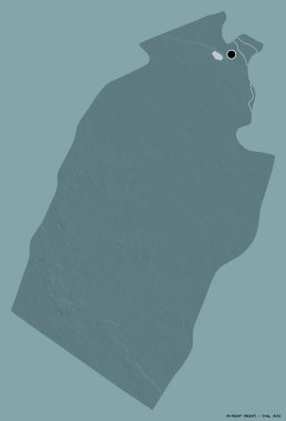 Irak 'ın başkenti An-Najaf' ın katı renk arkaplanı ile izole edilmiş hali. Renkli yükseklik haritası. 3B görüntüleme