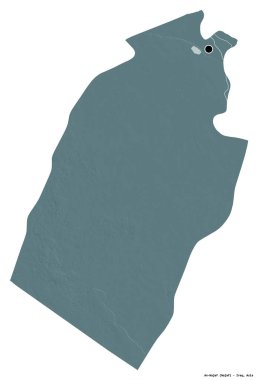 Irak 'ın başkenti An-Najaf' ın beyaz arka planda izole edilmiş hali. Renkli yükseklik haritası. 3B görüntüleme