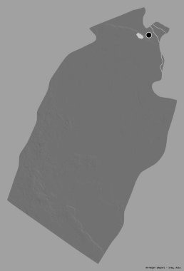 Irak 'ın başkenti An-Najaf' ın katı renk arkaplanı ile izole edilmiş hali. Çift seviyeli yükseklik haritası. 3B görüntüleme