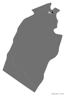 Irak 'ın başkenti An-Najaf' ın beyaz arka planda izole edilmiş hali. Çift seviyeli yükseklik haritası. 3B görüntüleme