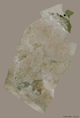 Irak 'ın başkenti An-Najaf' ın katı renk arkaplanı ile izole edilmiş hali. Uydu görüntüleri. 3B görüntüleme