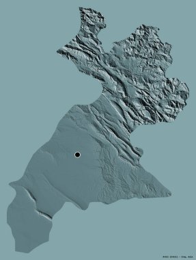 Irak eyaleti Erbil 'in şekli, başkenti katı renk arka planında izole edilmiş. Renkli yükseklik haritası. 3B görüntüleme