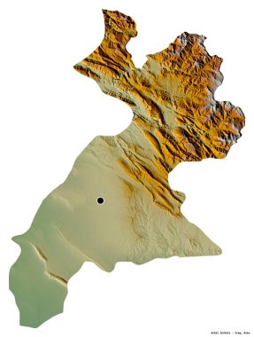 Irak 'ın başkenti beyaz arka planda izole edilmiş, Erbil' in şekli. Topografik yardım haritası. 3B görüntüleme