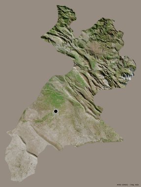 Irak eyaleti Erbil 'in şekli, başkenti katı renk arka planında izole edilmiş. Uydu görüntüleri. 3B görüntüleme