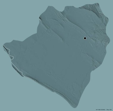 Irak 'ın başkenti At-Ta' mim 'in katı renk arkaplanı ile izole edilmiş hali. Renkli yükseklik haritası. 3B görüntüleme