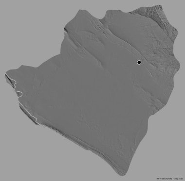 Irak 'ın başkenti At-Ta' mim 'in katı renk arkaplanı ile izole edilmiş hali. Çift seviyeli yükseklik haritası. 3B görüntüleme