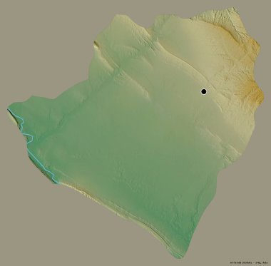 Irak 'ın başkenti At-Ta' mim 'in katı renk arkaplanı ile izole edilmiş hali. Topografik yardım haritası. 3B görüntüleme