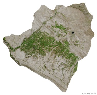 Irak 'ın başkenti At-Ta' mim 'in beyaz arka planda izole edilmiş hali. Uydu görüntüleri. 3B görüntüleme