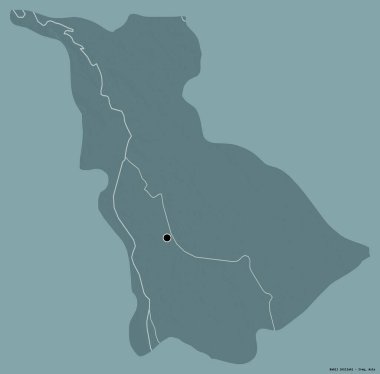 Babil 'in şekli, Irak eyaleti, başkenti katı renk arka planında izole edilmiş. Renkli yükseklik haritası. 3B görüntüleme