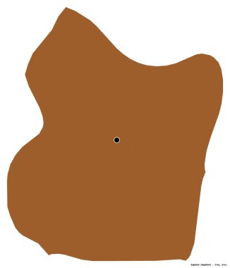 Bağdat 'ın şekli, Irak eyaleti, başkenti beyaz arka planda izole edilmiş. Desenli dokuların bileşimi. 3B görüntüleme