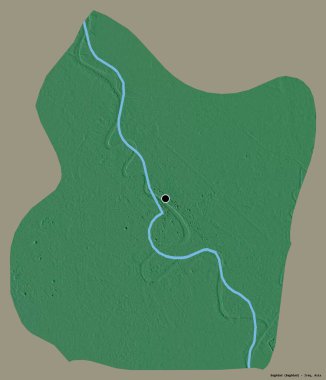 Bağdat 'ın şekli, Irak eyaleti, başkenti katı renk arka planında izole edilmiş. Topografik yardım haritası. 3B görüntüleme