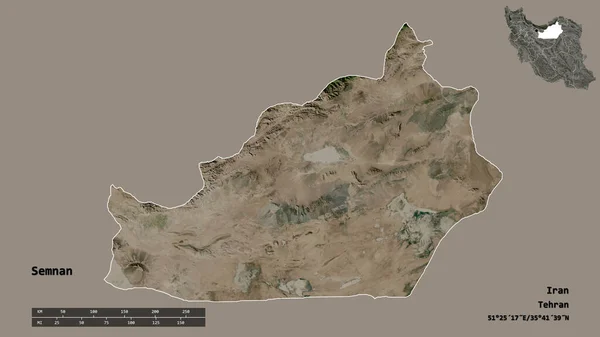 Forma Semnan Provincia Irán Con Capital Aislada Sobre Fondo Sólido —  Fotos de Stock