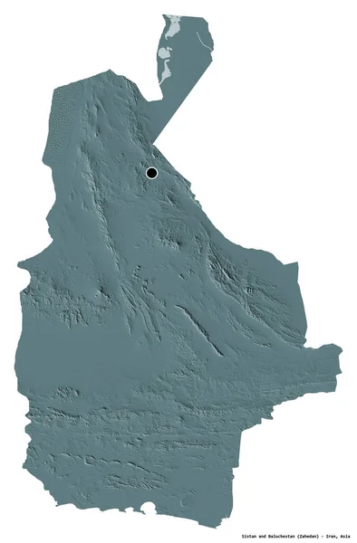 Forma Sistão Baluchestan Província Irã Com Sua Capital Isolada Fundo — Fotografia de Stock