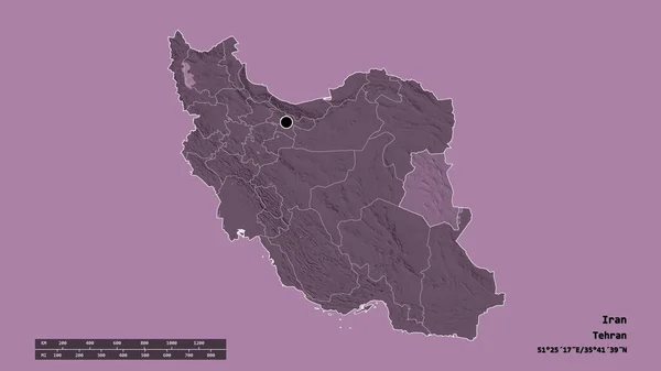 이란의 분할과 지역으로 형태였다 라벨이요 지형도 렌더링 — 스톡 사진
