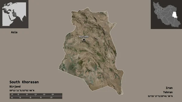 Shape South Khorasan Provinz Des Iran Und Seine Hauptstadt Entfernungsskala — Stockfoto