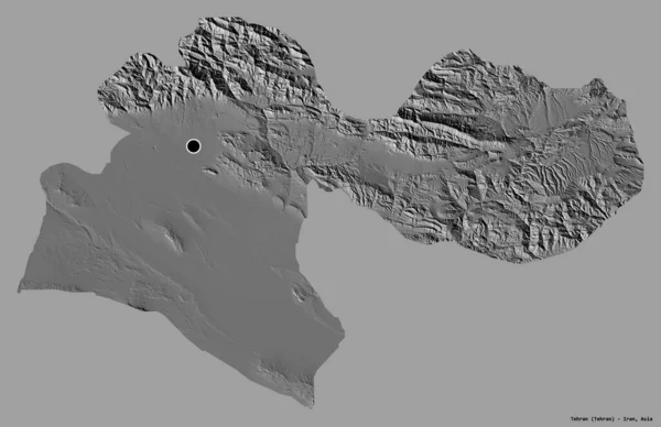 Forma Teherán Provincia Irán Con Capital Aislada Sobre Fondo Color —  Fotos de Stock
