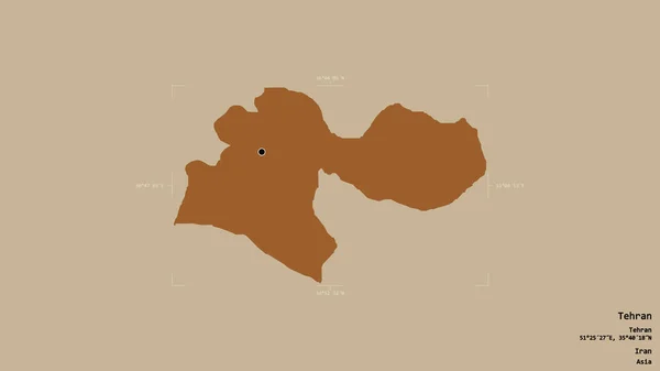 Територія Тегерану Провінції Іран Ізольована Твердому Тлі Геодезичному Обмежувальному Ящику — стокове фото
