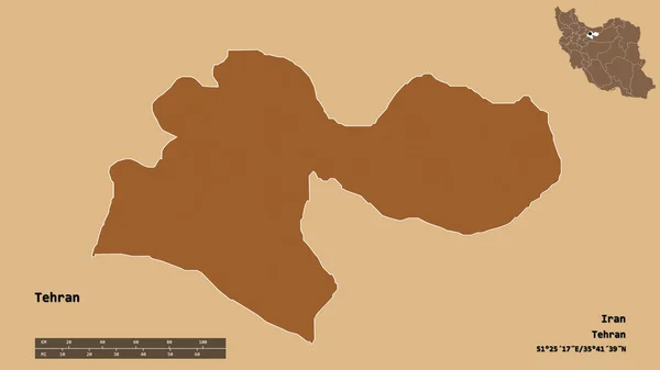 Forma Teherán Provincia Irán Con Capital Aislada Sobre Fondo Sólido —  Fotos de Stock