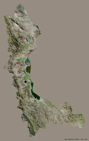 伊朗西阿扎里安的形状 其首都以纯色背景隔离 卫星图像 3D渲染 — 图库照片