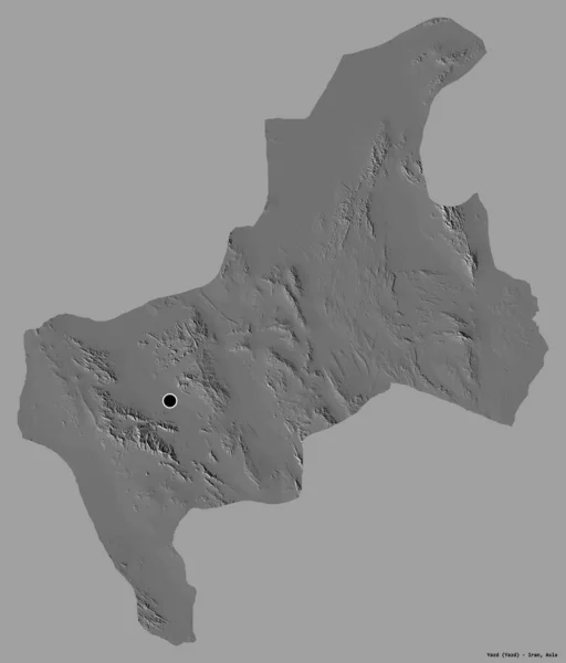 イランの州 ヤズドの形は その首都をしっかりとした色の背景に隔離しました 標高マップ 3Dレンダリング — ストック写真