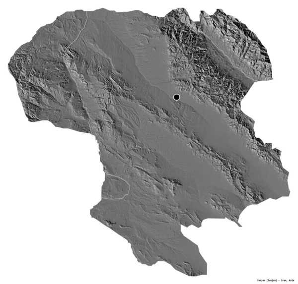 Forma Zanjan Provincia Irán Con Capital Aislada Sobre Fondo Blanco — Foto de Stock