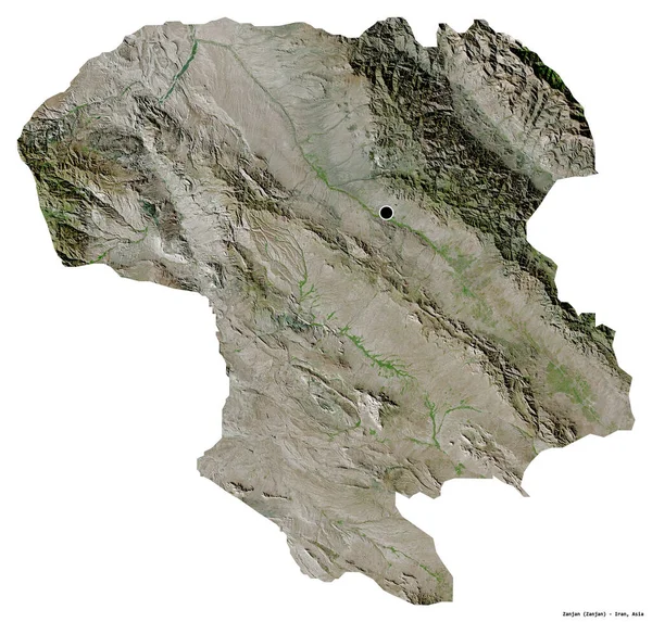 イランの州 ザンジャンの形は その首都は白い背景に隔離されています 衛星画像 3Dレンダリング — ストック写真