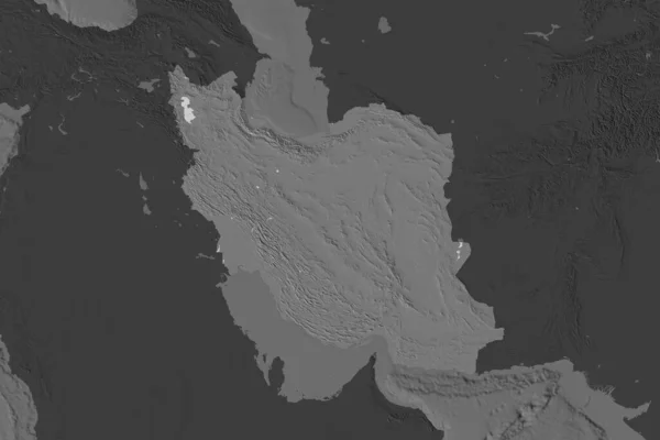 Forma Irã Separada Pela Dessaturação Áreas Vizinhas Mapa Elevação Bilevel — Fotografia de Stock