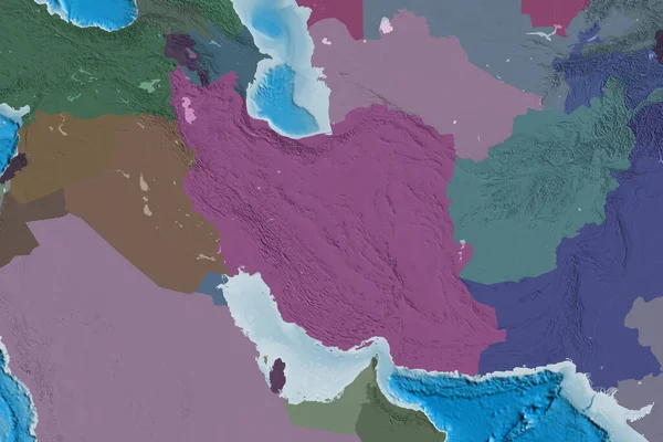 イランの拡大地域 色の標高マップ 3Dレンダリング — ストック写真