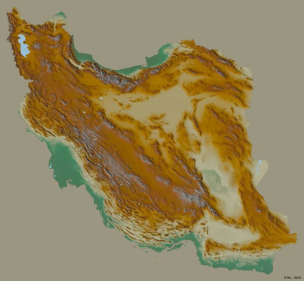 Forma Irán Con Capital Aislado Sobre Fondo Color Sólido Mapa — Foto de Stock