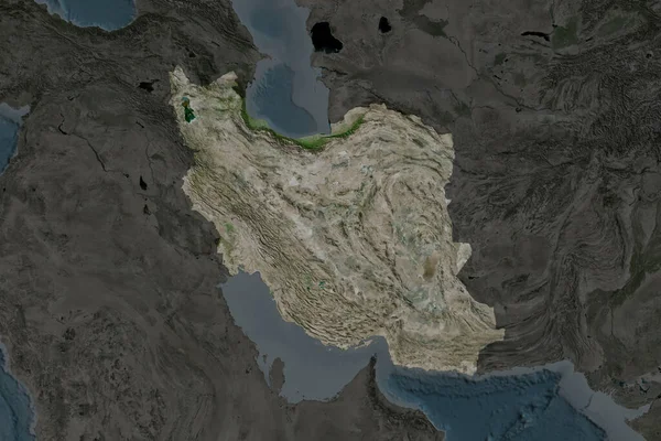 Forma Irã Separada Pela Dessaturação Áreas Vizinhas Imagens Satélite Renderização — Fotografia de Stock