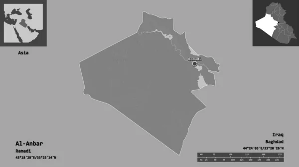 Forma Anbar Provincia Irak Capital Escala Distancia Vistas Previas Etiquetas — Foto de Stock