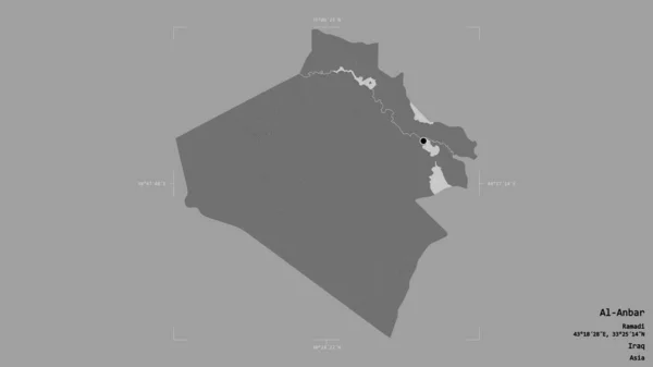 Området Anbar Provinsen Irak Isoleret Solid Baggrund Georefereret Afgrænsningsboks Etiketter - Stock-foto